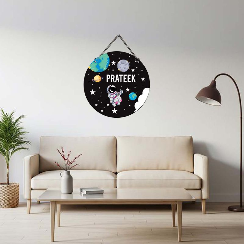 Personalized Astronaut Space Theme Wall Hanging  Wall Art for Kids' Bedroom, Nursery & Playroom  Kids Room Door Decoration